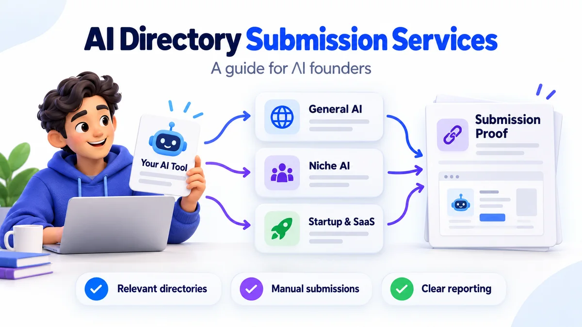 AI tool founder choosing relevant AI, niche, and startup directories for manual submissions with a proof report