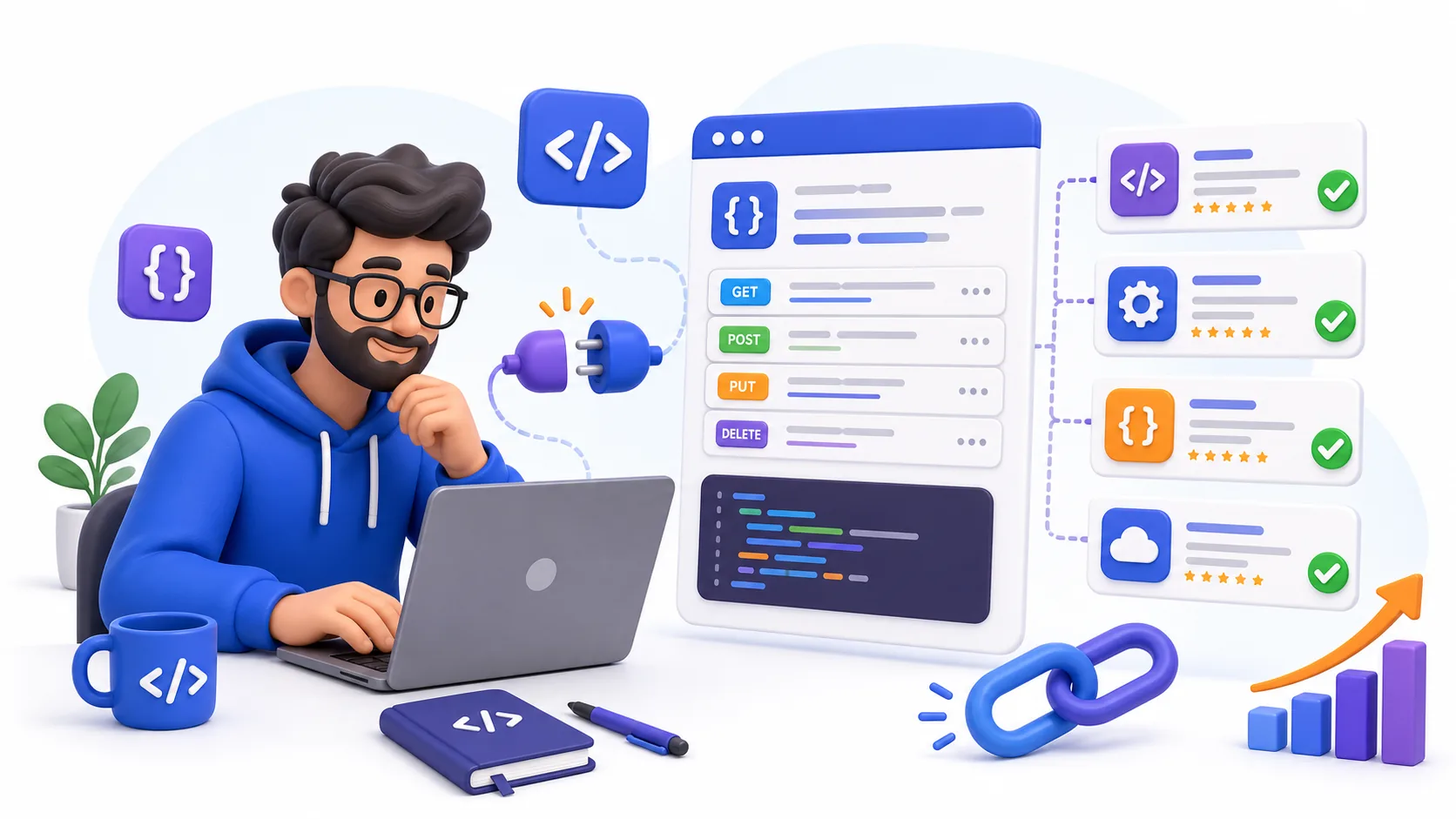API tool directory submissions showing API documentation, developer listings, backlinks, and verified directory profiles